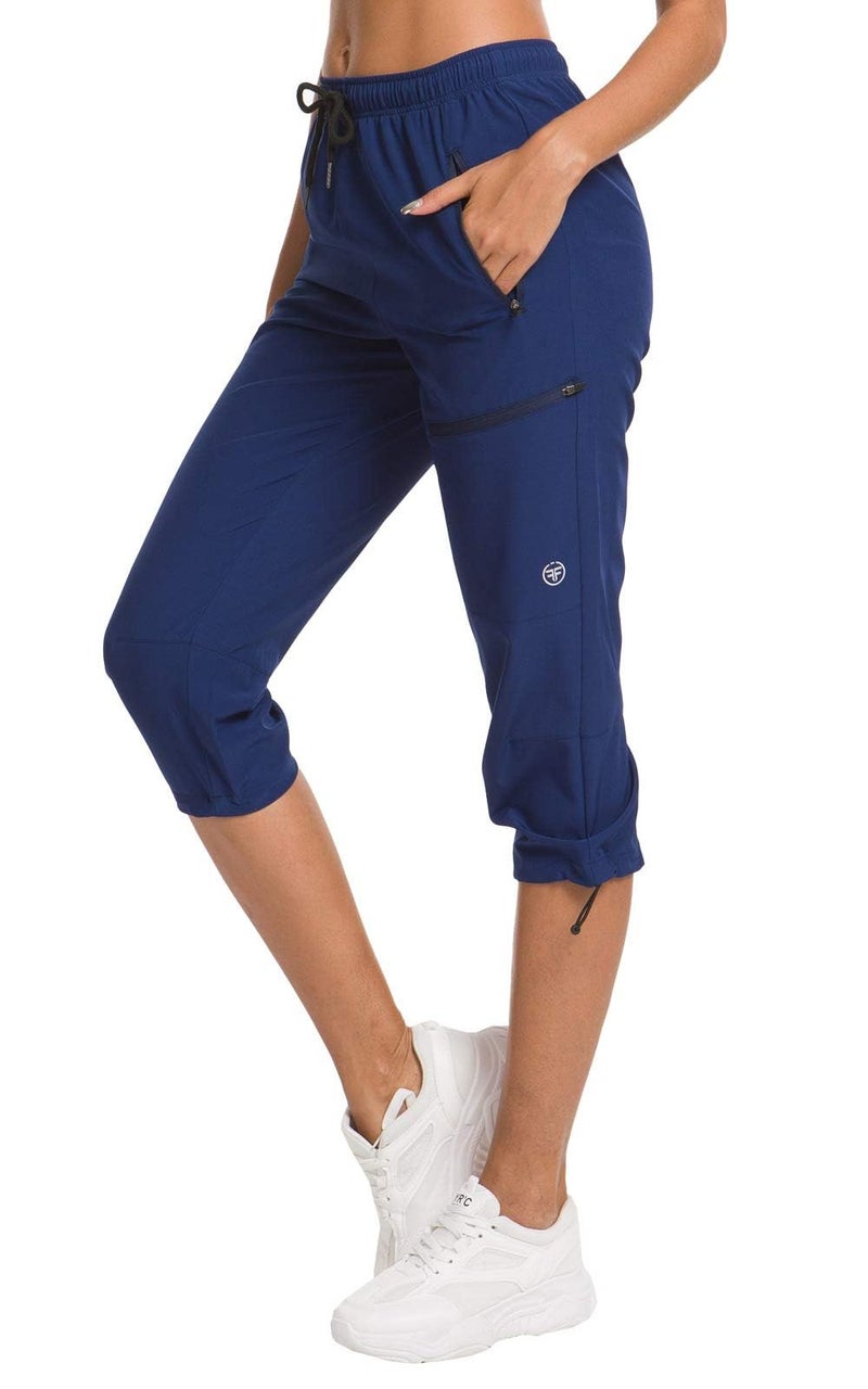 ChinFun Women's Outdoor Quick Dry Pants Breathable Water-Resistant UPF50+ Camping Hikking Capri Pants Navy L - Image 1
